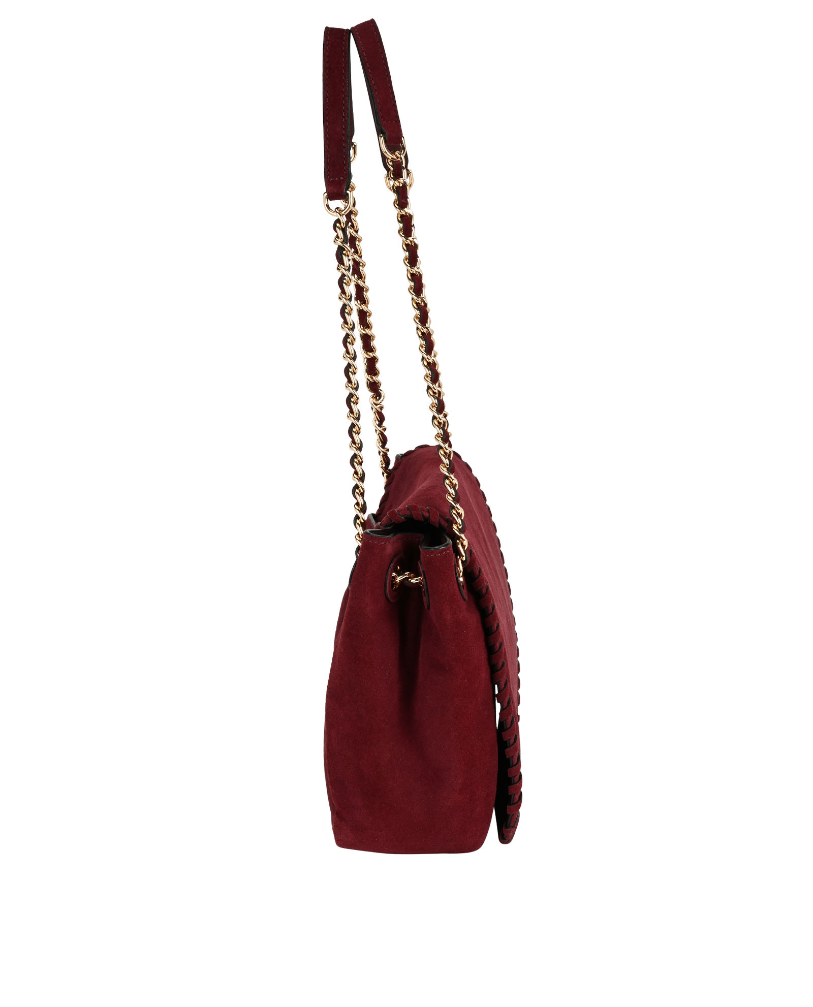 Marion, &pound;150, Handbags, Burgundy, Suede, Side view